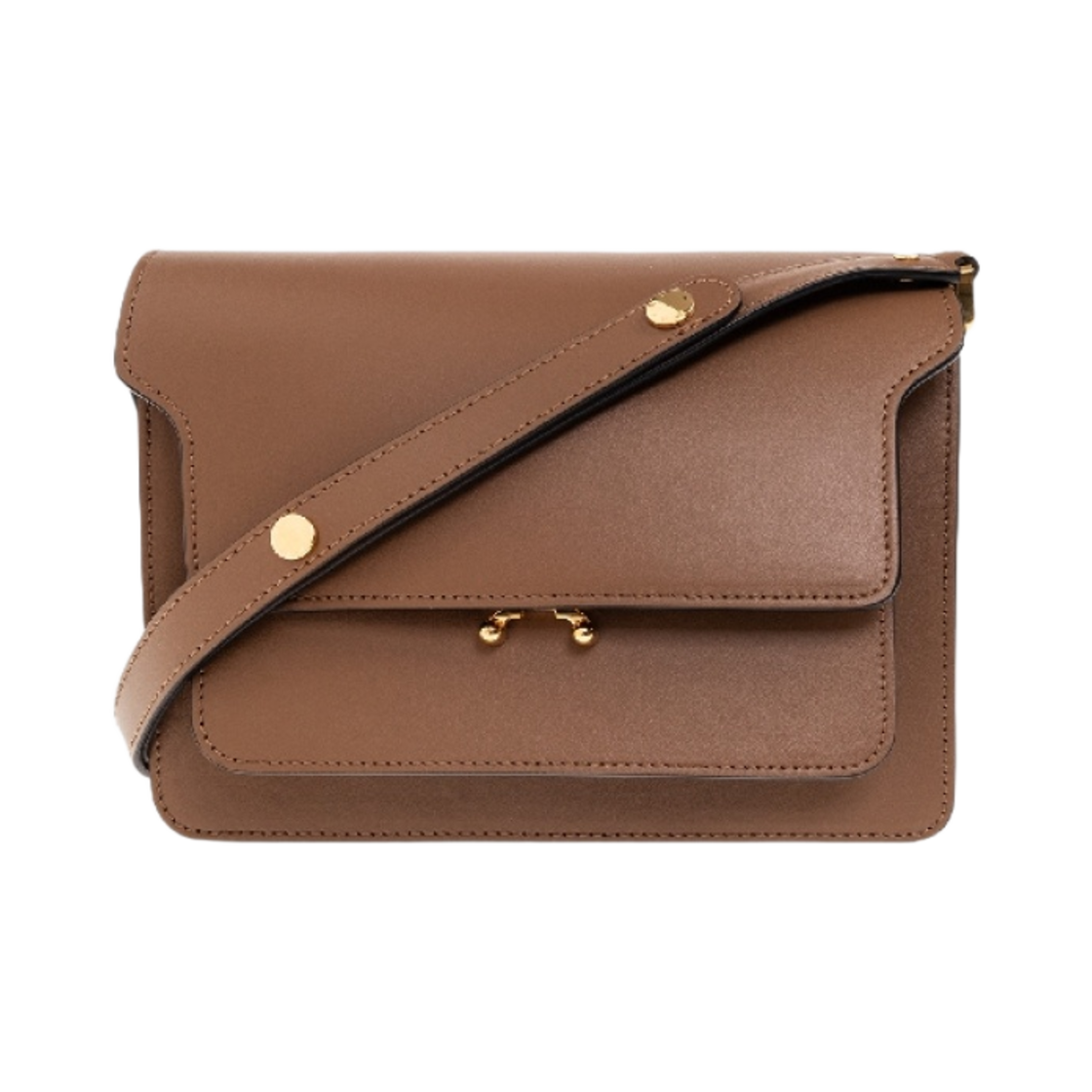 (W) 마르니 카프스킨 미디움 트렁크백 골드 브라운((W) Marni Calfskin Medium Trunk Bag Gold Brown) - 1