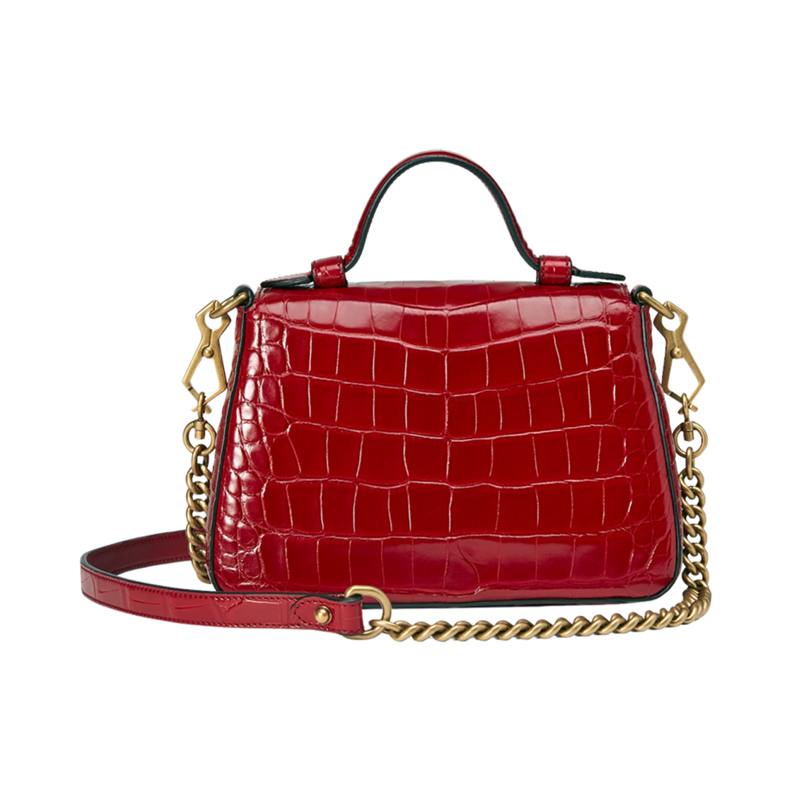 구찌 GG 마몽 크로커다일 미니 탑 핸들 백 레드(Gucci GG Marmont Crocodile Mini Top Handle Bag Red) - 3