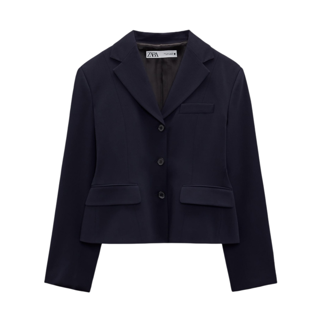 (W) 자라 테일러드 울 블렌드 타이트핏 블레이저 네이비((W) Zara Tailored Wool Blend Tight-Fit Blazer Navy)