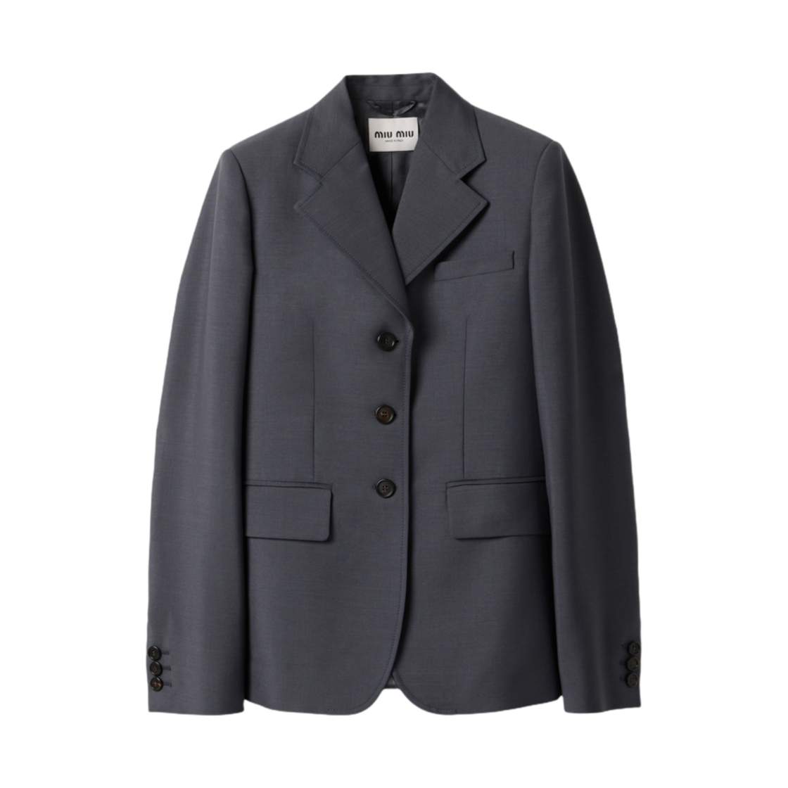 MH1991-12I1-F063H (W) Miu Miu Single-Breasted Kid Mohair Jacket Hematite