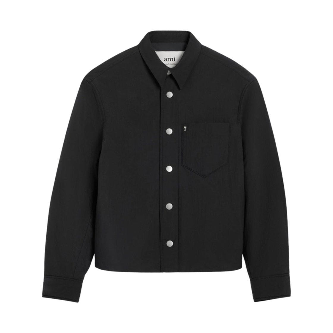 HJK237-PA0009-001 AMI de Coeur Technical Canvas Padded Overshirt Black White