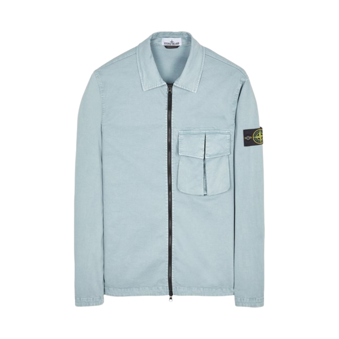 스톤 아일랜드 10304 가먼트 다이드 스트레치 코튼 오버셔츠 스카이 블루 - 23SS(Stone Island 10304 Garment Dyed Stretch Cotton Overshirt Sky Blue - 23SS) - 1