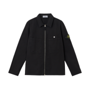 Stone Island 1200012 Mil-Spec Stretch Ripstop-TC Overshirt with Chest Pockets and Two-Way Zip Black - 25SS