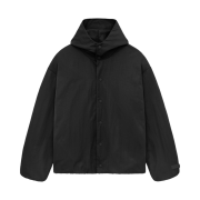 Essentials Textured Nylon Hooded Coaches Jacket Black - 24FW