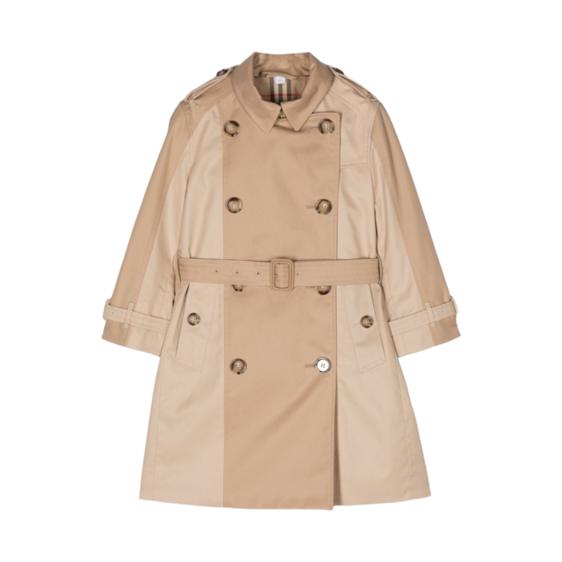 8061723 (Kids) Burberry Panel Cotton Trench Coat Beige
