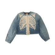 Kapital 14 oz. Black X Black Denim Motocross Bone Jacket Denim