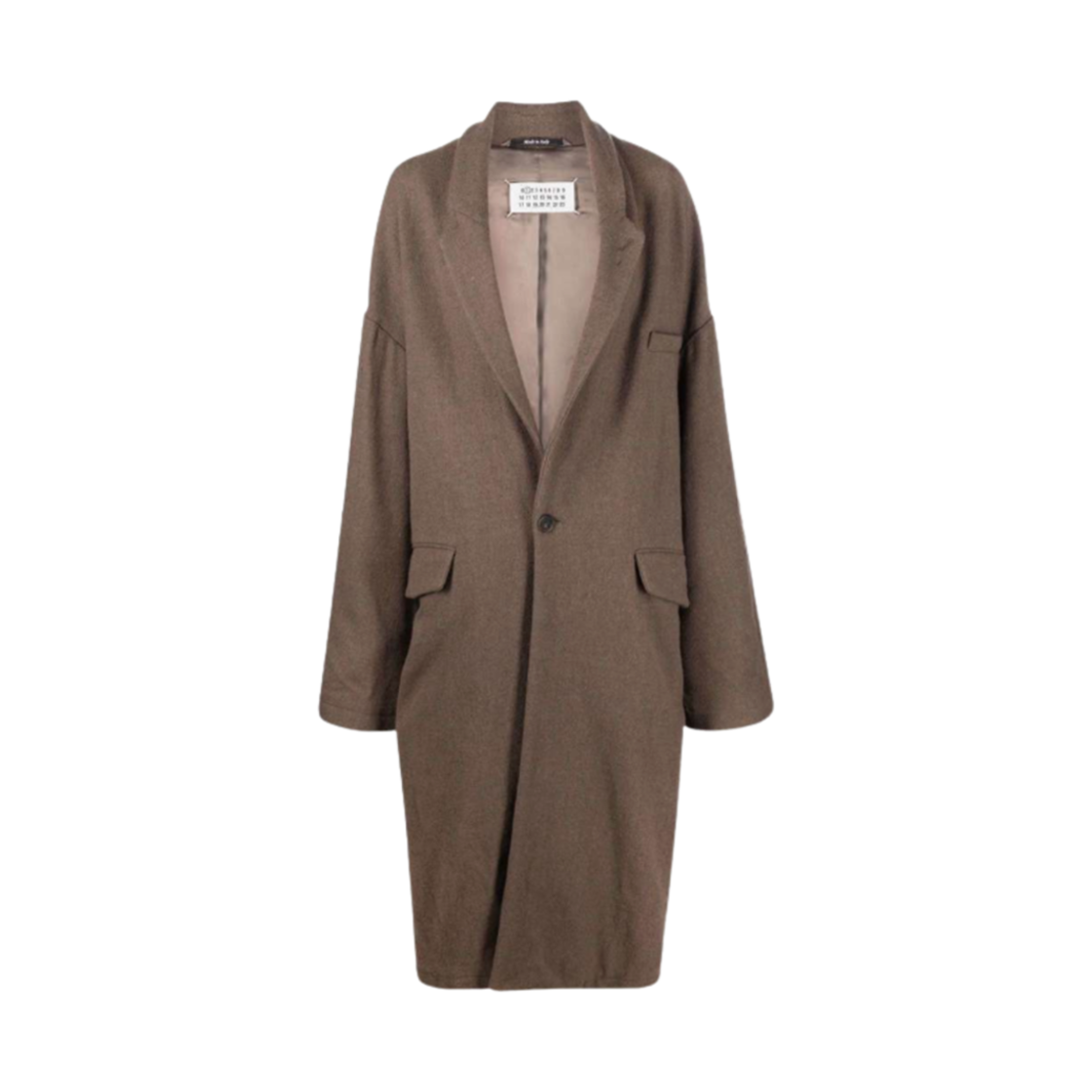 S51AA0308S53775134 (W) Maison Margiela Stitches Oversized Wool Coat Brown