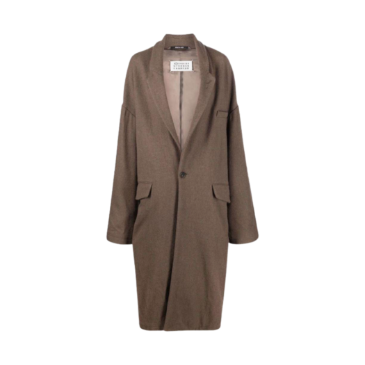 S51AA0308S53775134 (W) Maison Margiela Stitches Oversized Wool Coat Brown