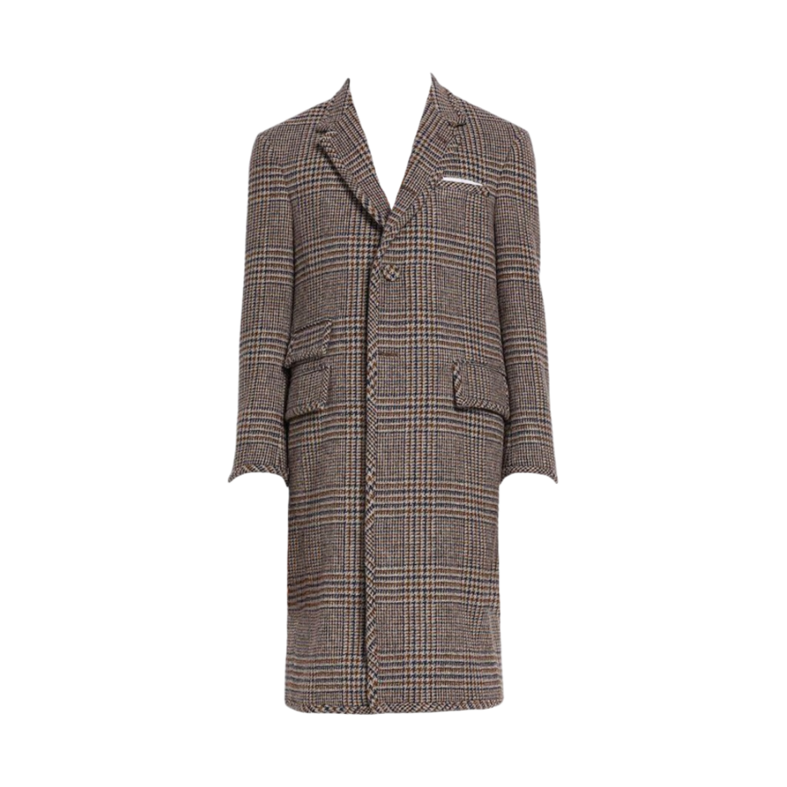 톰브라운 프린스 오브 웨일스 싱글 벤트 오버코트 브라운(Thom Browne Prince Of Wales Single Vent Overcoat Brown) - 1