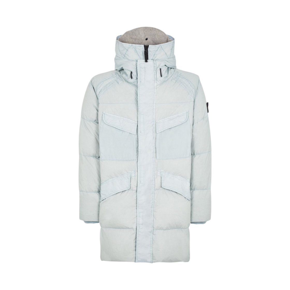 스톤 아일랜드 70123 크링클랩스 후드 롱 다운 자켓 라이트 그레이 - 22FW(Stone Island 70123 Crinkle Reps Hooded Long Down Jacket Light Grey - 22FW)