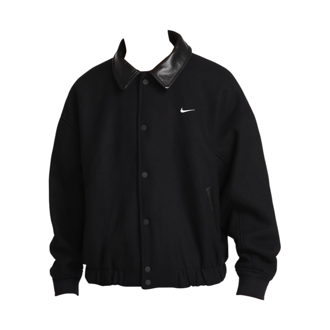 나이키 솔로 스우시 울 바시티 자켓 블랙 화이트 - 아시아(Nike Solo Swoosh Wool Varsity Jacket Black White - Asia)