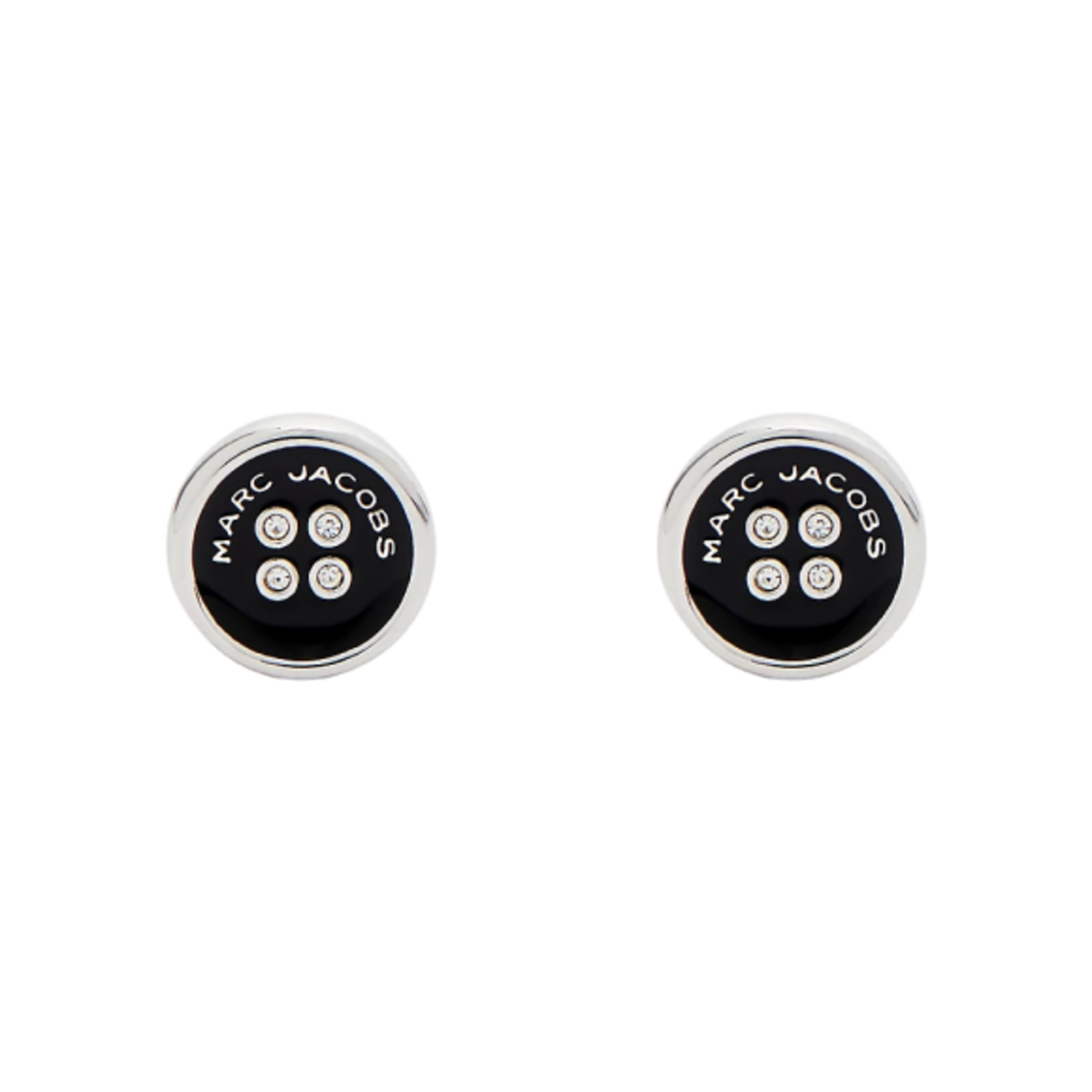 (W) 마크 제이콥스 더 버튼 스터드 이어링 실버 블랙((W) Marc Jacobs The Button Stud Earrings Silver Black)