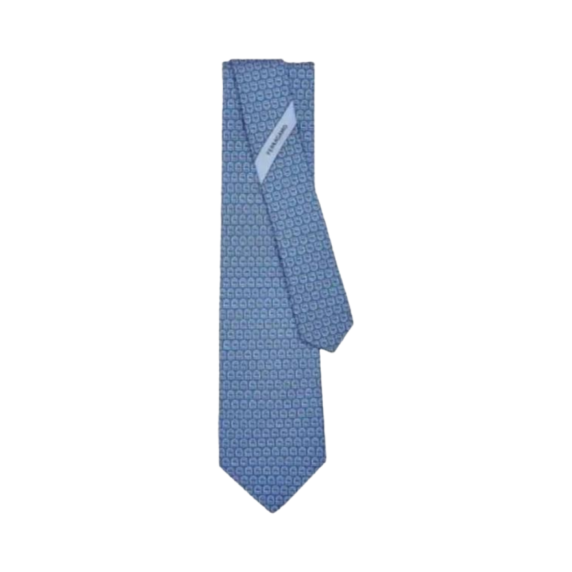 350945-768503 Ferragamo Gancini Pattern Silk Tie Blue
