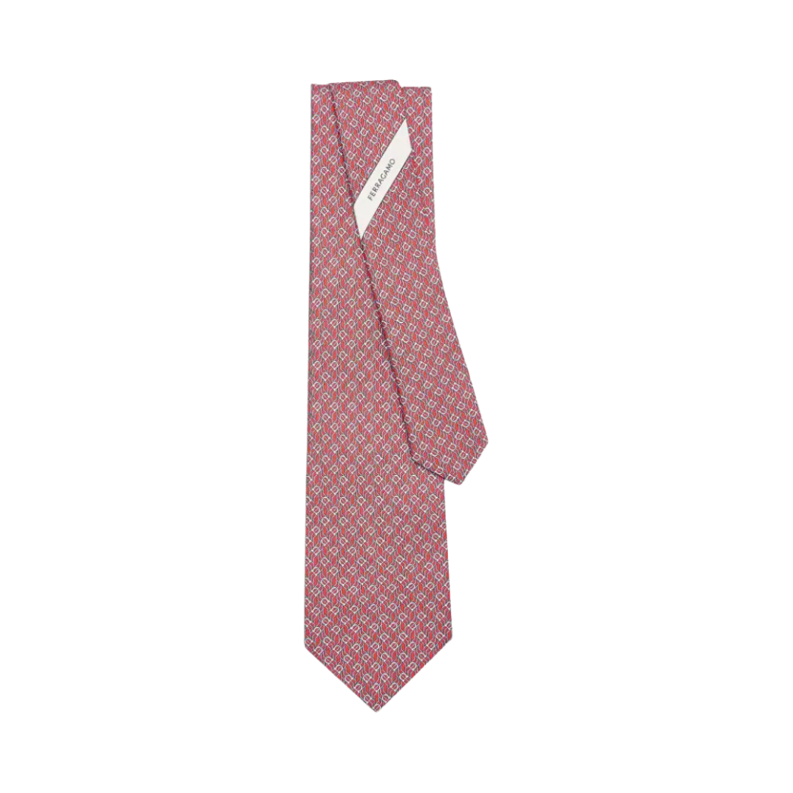 350950-768565 Ferragamo Tetris Print Silk Tie Red