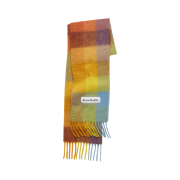 Acne Studios Mohair Check Muffler Yellow Powder Blue Brown