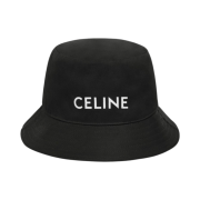 Celine Embroidered Bucket Hat in Cotton Gabardine Ultra Black