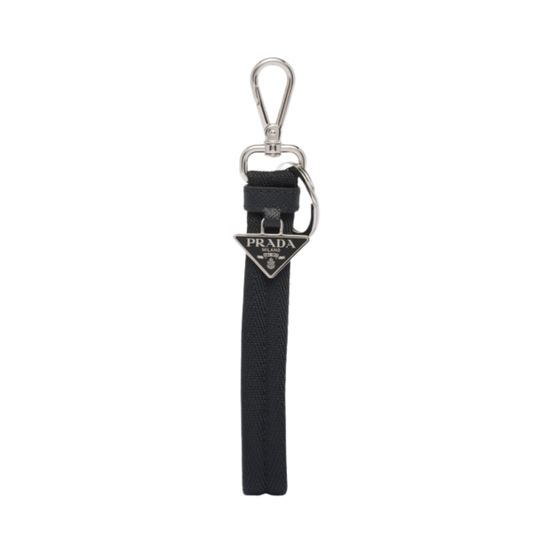프라다 우븐 트라이앵글 로고 키체인 블랙(Prada Woven Triangle Logo Keychain Black)