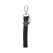 Prada Woven Triangle Logo Keychain Black