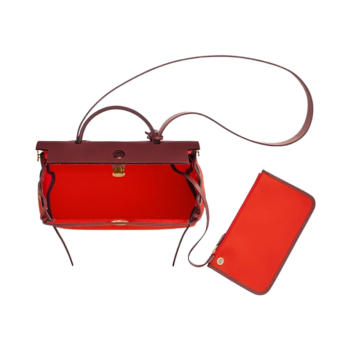 에르메스 에르백 집 31 백 르투르네 & 골드 하드웨어 오랑쥬 메카노 루즈 아쉬(Hermes Herbag Zip 31 Bag Retourne & Gold Orange Mecano Rouge H) - 3