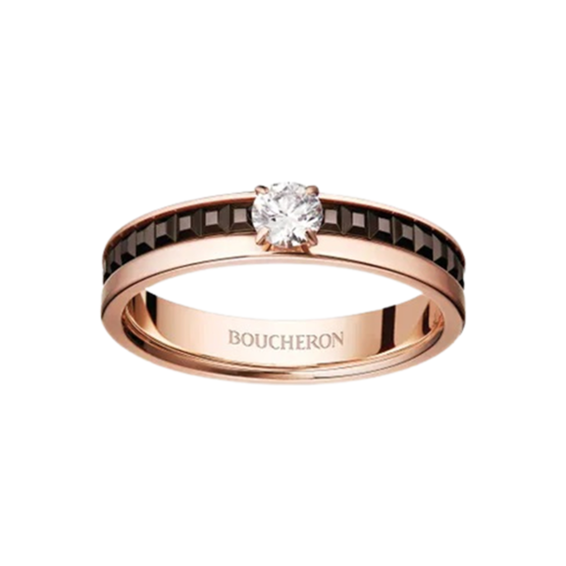 JSL00323 Boucheron Quatre Classique Solitaire Ring 18K Yellow Gold Pink Gold Brown PVD Diamond