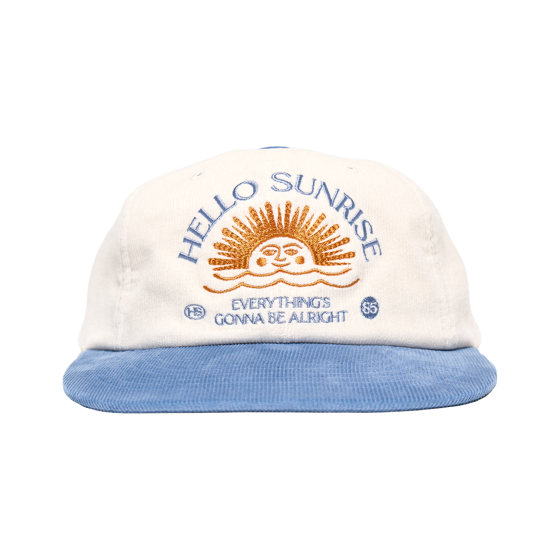 헬로선라이즈 코듀로이 아치 로고 6패널 캡 베이지 & 블루(Hello Sunrise Corduroy Arch Logo 6Panel Cap Beige & Blue)