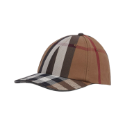 Burberry logo Detail Check Cotton Baseball Cap Birch Brown