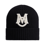 Moncler Embroidered Monogram Cotton Beanie Black - 24FW
