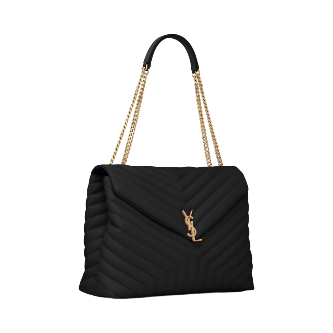 생로랑 마틀라세 Y 레더 브론즈 모노그램 루루 라지백 블랙(Saint Laurent Bronze Monogram Loulou Large Bag in Matelasse Y Leather Black) - 2