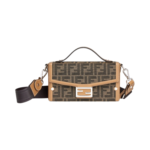 Fendi Jacquard FF Motif Baguette Soft Trunk Bag Brown