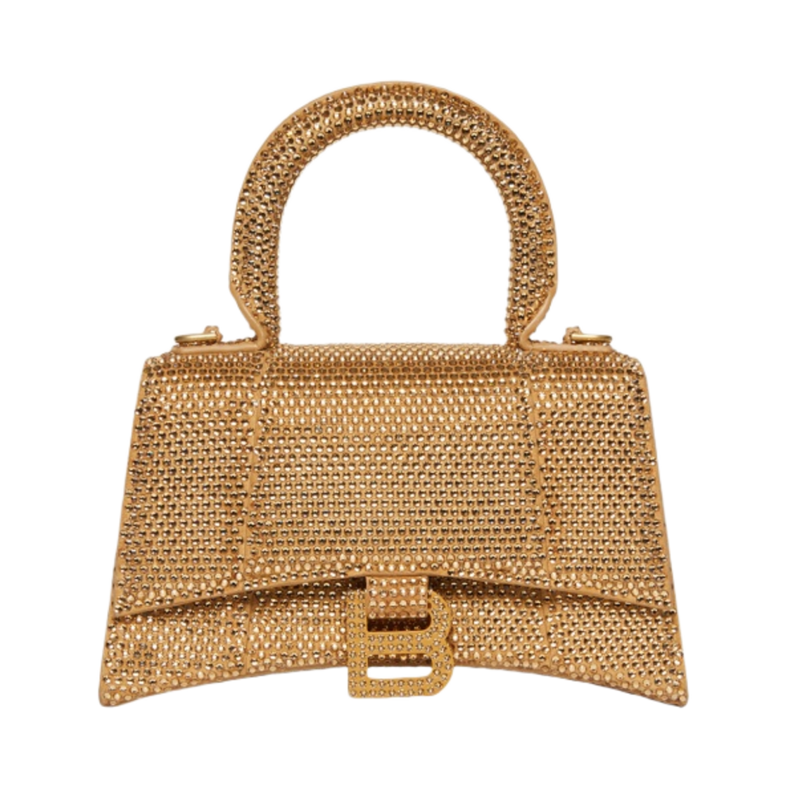 발렌시아가 라인스톤 아워글래스 XS 핸드백 골드(Balenciaga Hourglass XS Handbag with Rhinestones Gold) - 1
