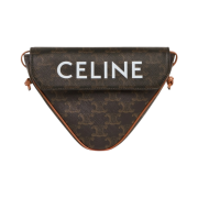 Celine Triangle Bag in Triomphe Canvas with Celine Print Tan