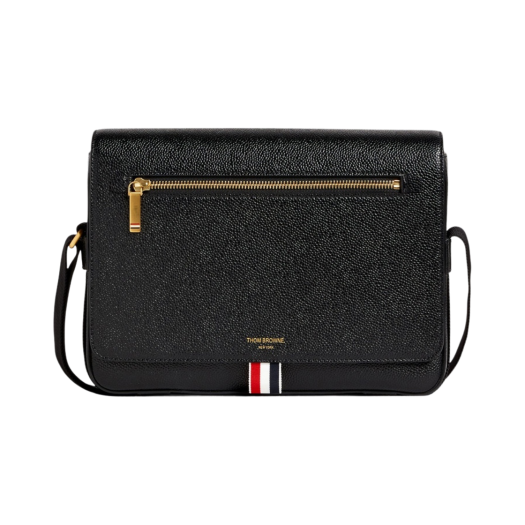 MAG143B-00198-001 Thom Browne Tonal Strap Leather Reporter Bag Black