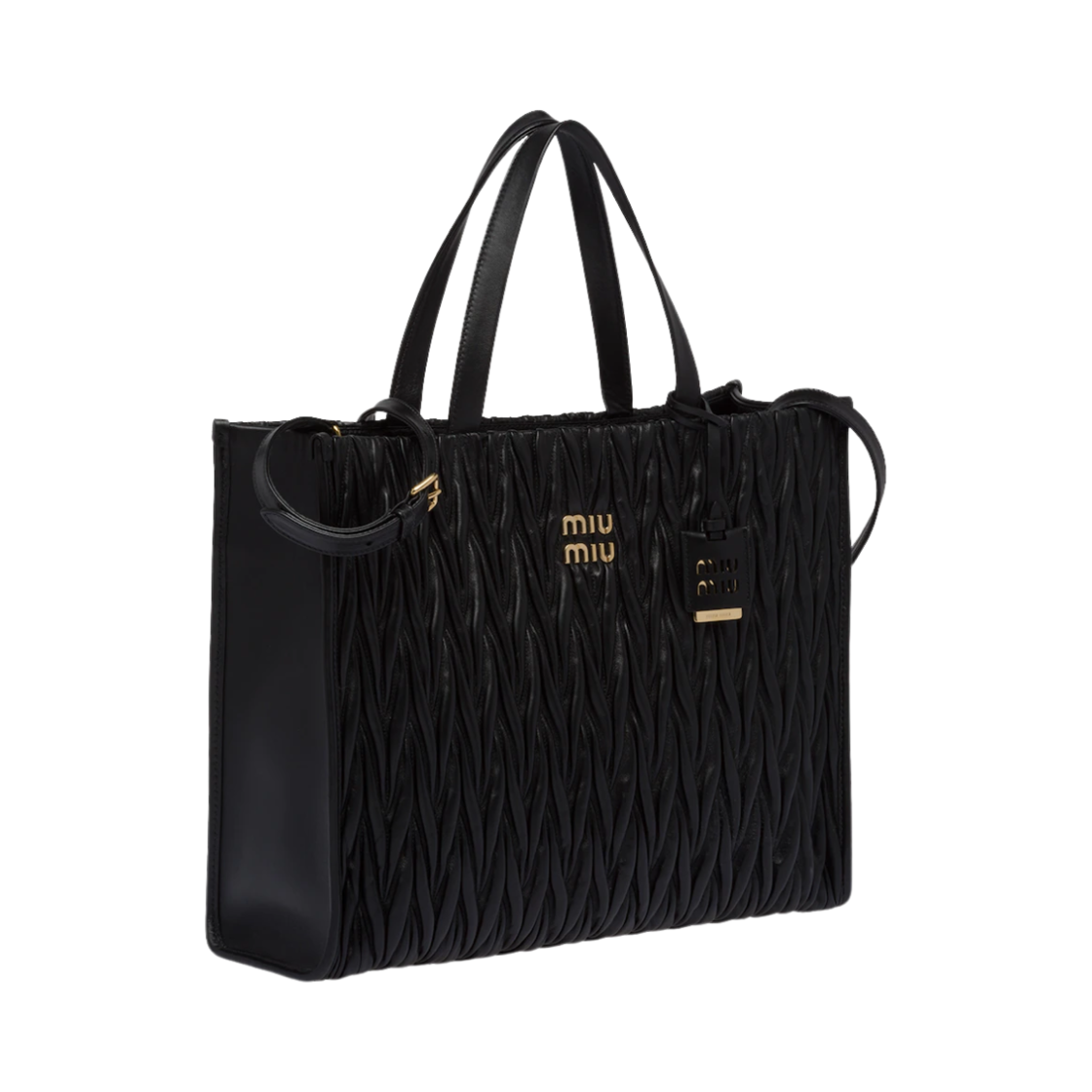 미우 미우 마틀라세 나파 레더 토트백 블랙(Miu Miu Matelasse Nappa Leather Tote Bag Black) - 2