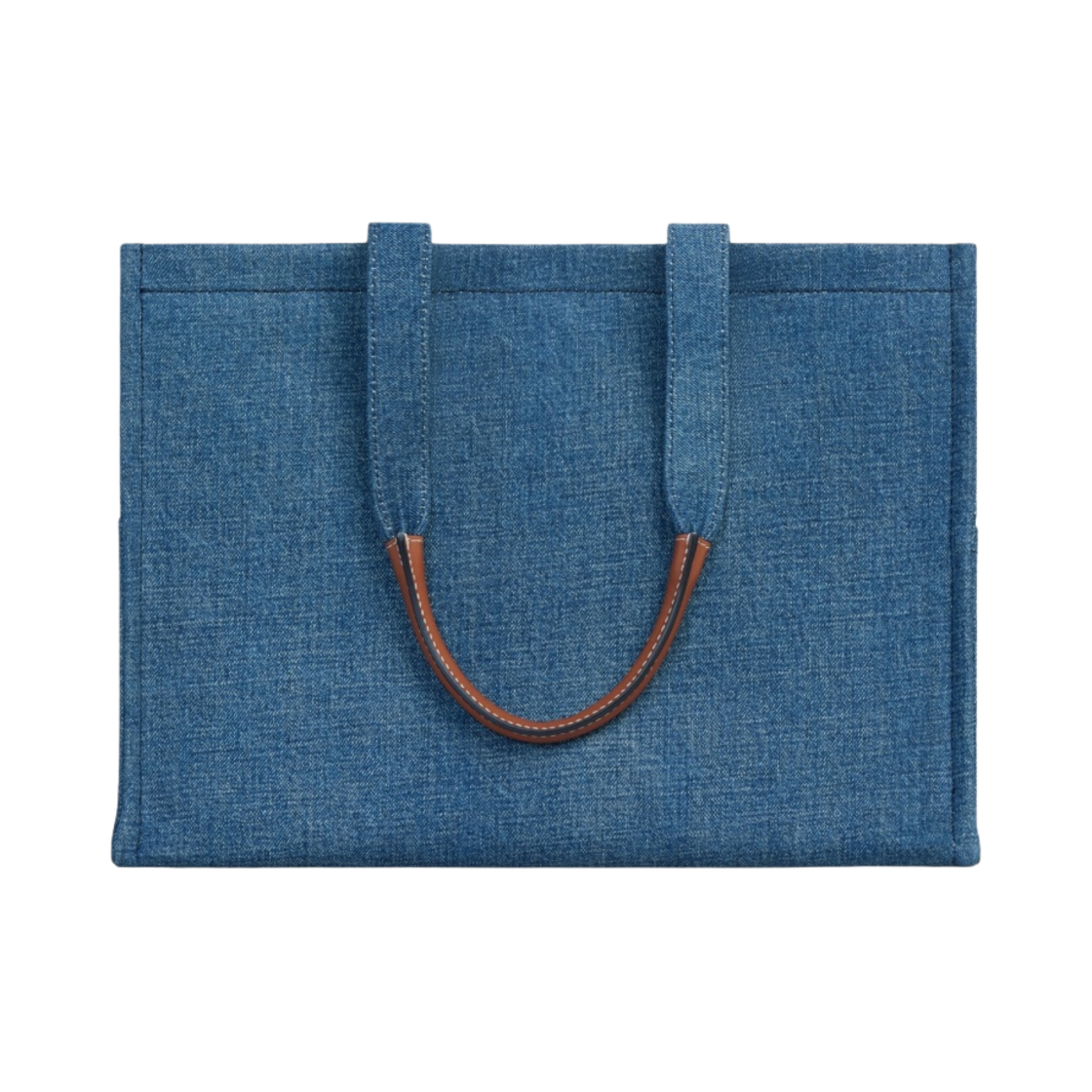 셀린느 파리 데님 카프스킨 라지 카바스 타이스 네이비 탄(Celine Large Cabas Thais in Denim With Celine Paris and Calfskin Navy Tan) - 3