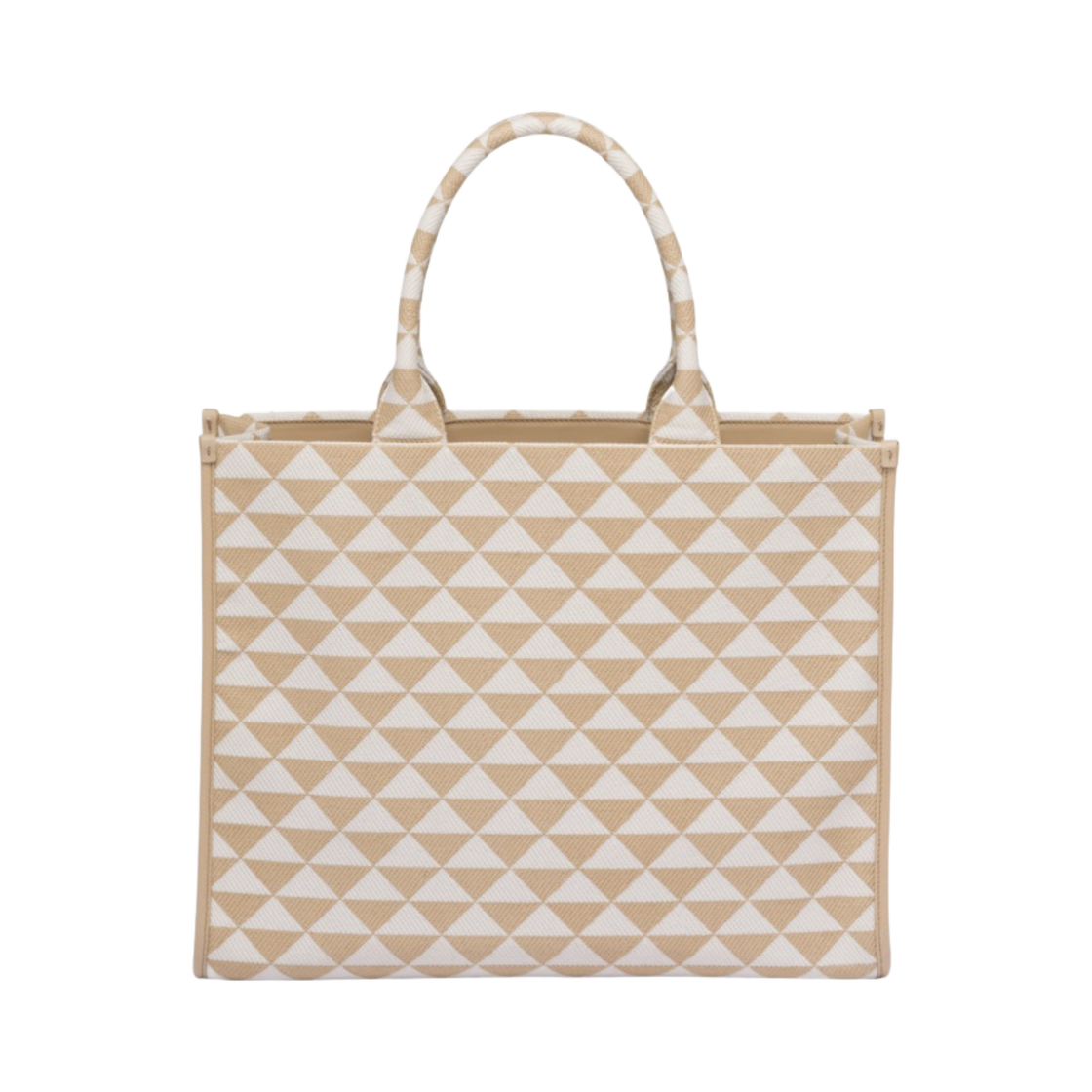 프라다 라지 프라다 심볼 자수 패브릭 핸드백 베이지 초크 화이트(Prada Large Prada Symbole Embroidered Fabric Handbag Beige Chalk White) - 2