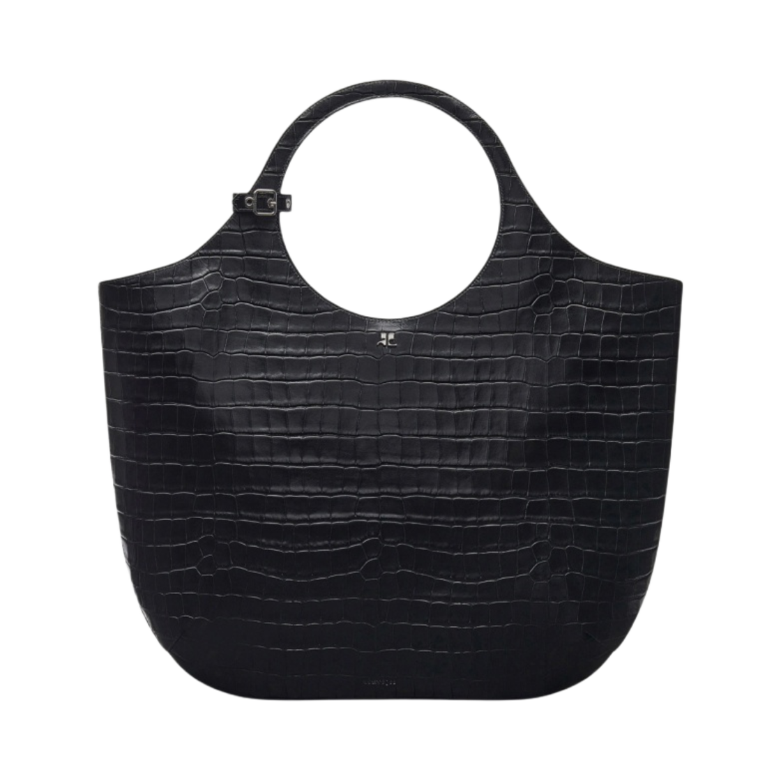 224GSA103CR0060999 Courreges Large Holy Croco Stamped Bag Black