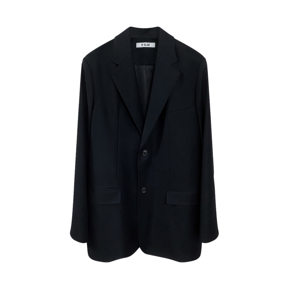 이프엘스 프리미엄 울 100% 싱글 브레스티드 울 블레이저 블랙(If Else Premium Wool 100% Single Breasted Wool Blazer Black)
