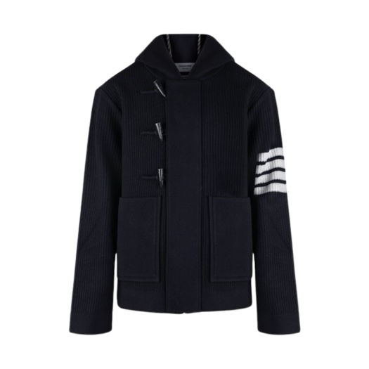 Thom Browne 4-Bar Wool Duffle Jacket Navy