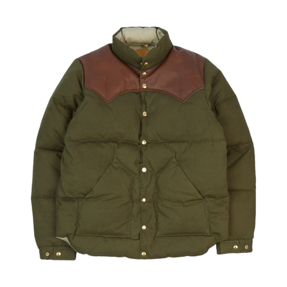 DR2A1Y-24699-01-400 Drake's x Rocky Mountain Featherbed Waxed Cotton Christy Down Jacket Olive