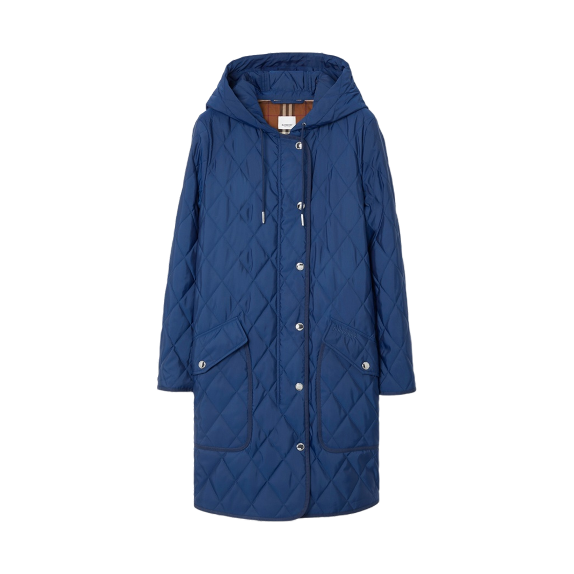 (W) 버버리 다이아몬드 퀼티드 나일론 후드 코트 리치 네이비((W) Burberry Diamond Quilted Nylon Hooded Coat Rich Navy) - 1
