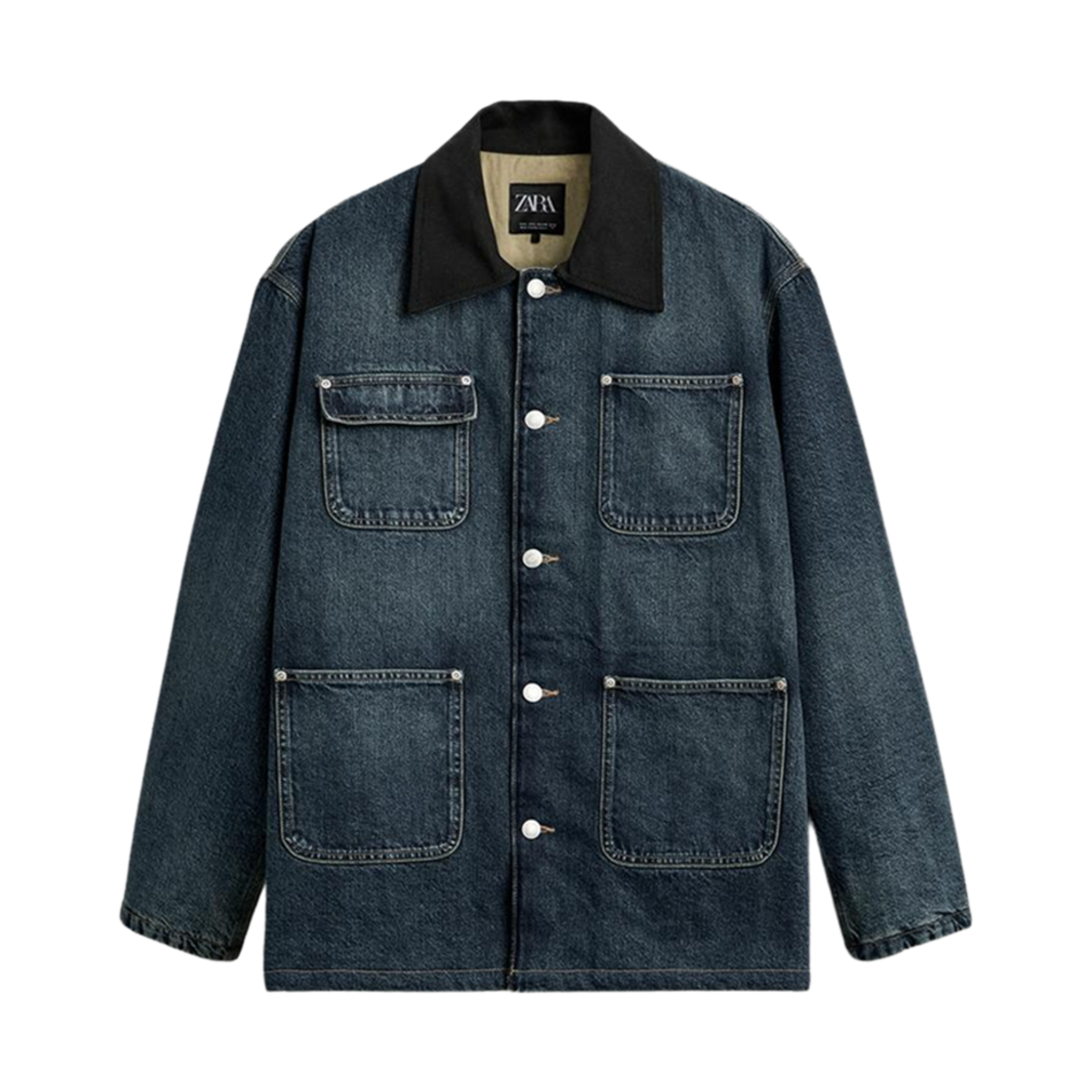1538/332/400 Zara Denim Jacket with Contrasting Collar Blue