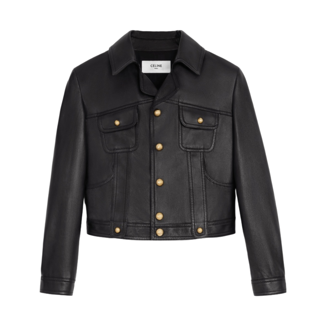 2EG36305Q-38NO (W) Celine Straight-Cut Neo Blouson Jacket In Soft Lambskin Black