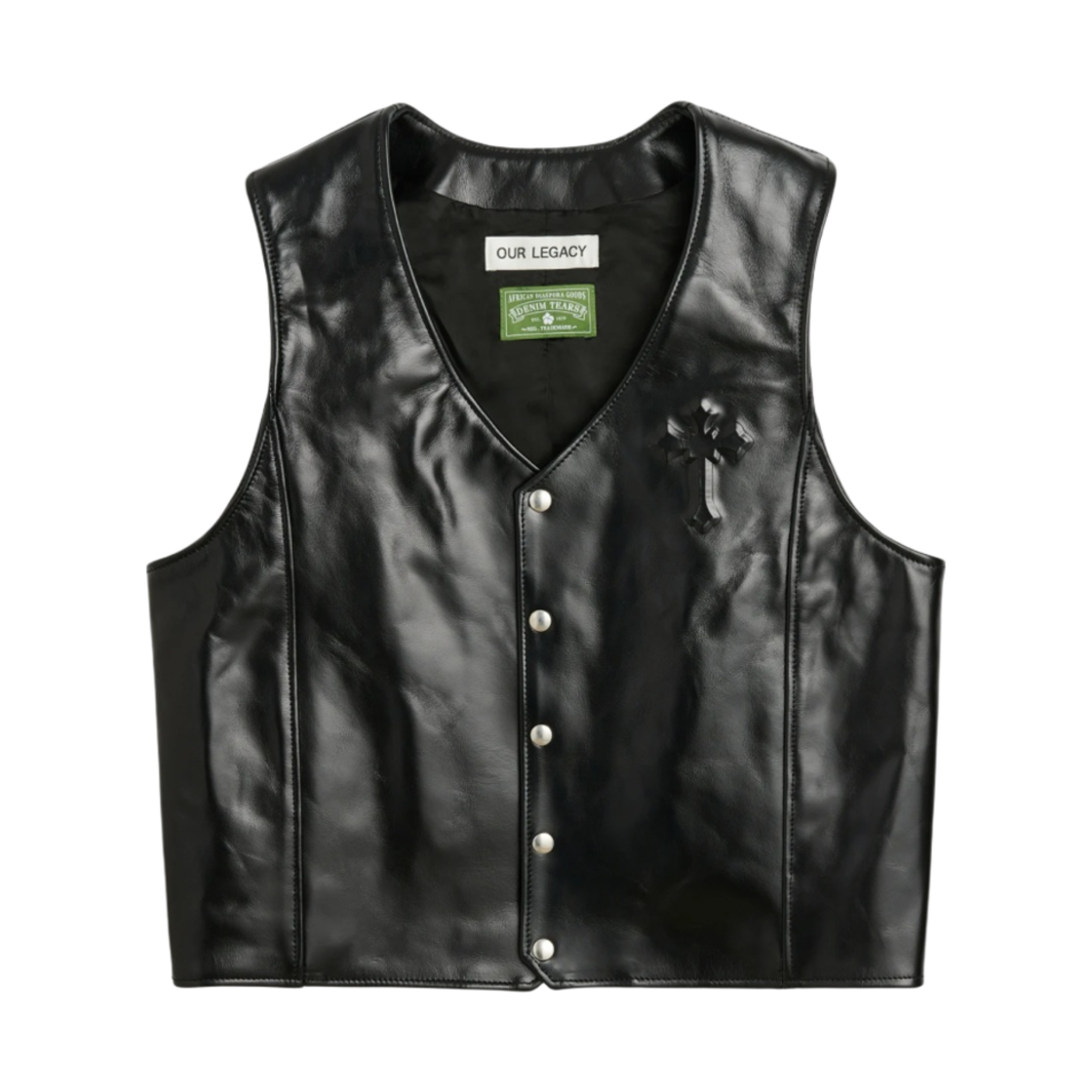 아워레가시 x 데님 티어스 x 투팍 레더 베스트 블랙