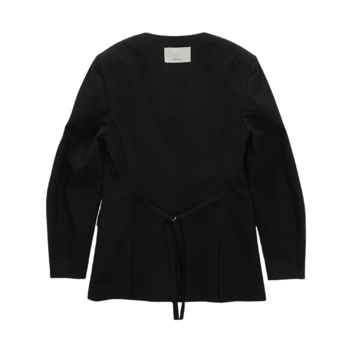 (W) 마뗑킴 코튼 블렌드 칼라리스 스트랩 블레이저 블랙((W) Matin Kim Cotton Blended Collarless Strap Blazer Black) - 2