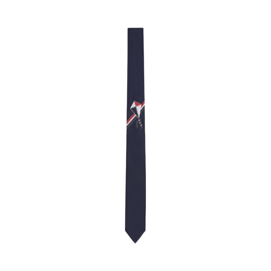 톰브라운 실크 자카드 스트라이프 카이트 아이콘 타이 네이비(Thom Browne Silk Jacquard Stripe Kite Icon Tie Navy) - 1