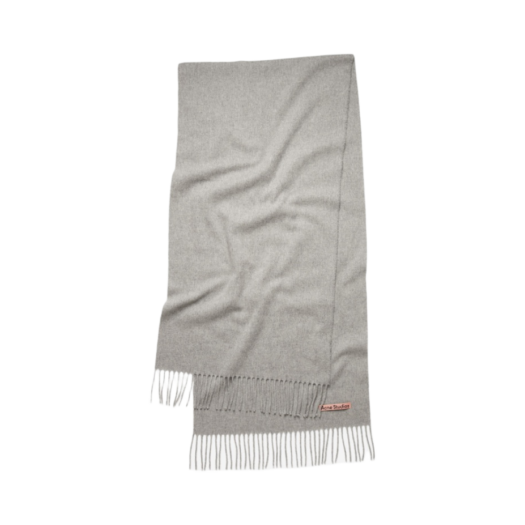 Acne Studios Narrow Wool Fringe Scarf Light Grey Melange
