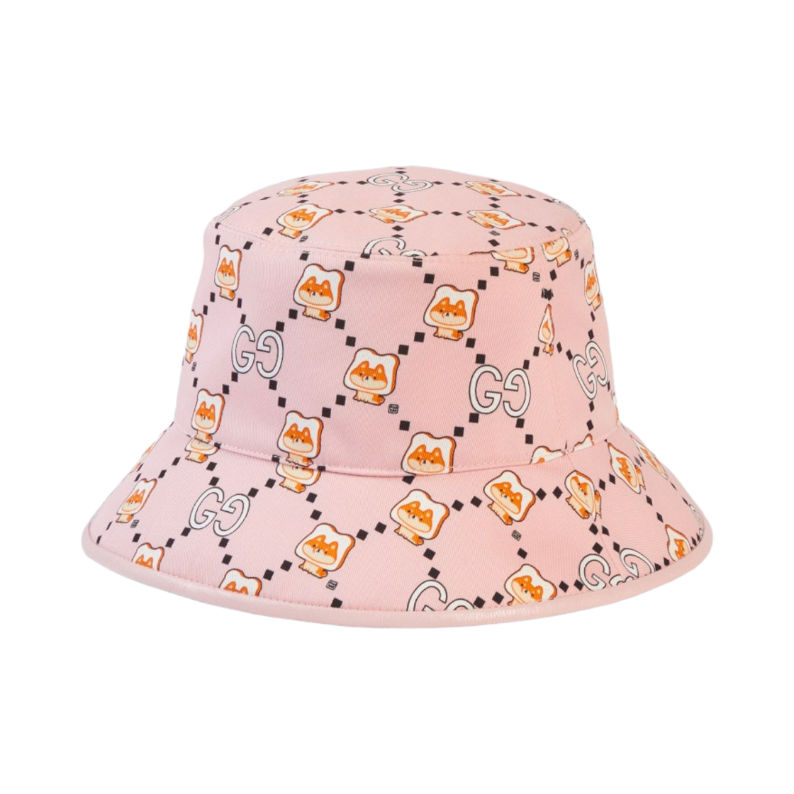 구찌 GG 애니멀 프린트 코튼 미니 햇 핑크 아이보리(Gucci GG Animal Print Cotton Bucket Hat Pink Ivory) - 1