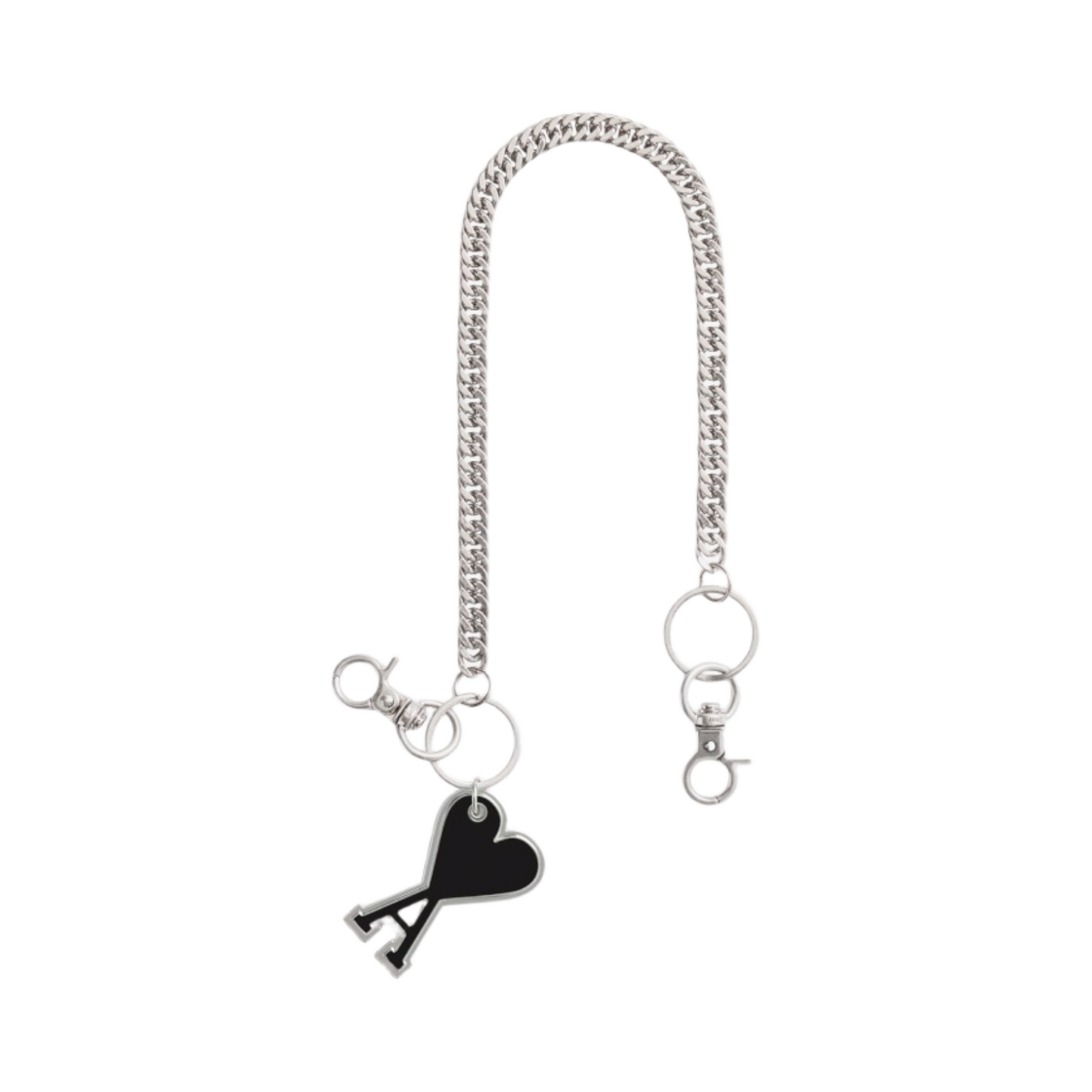아미 하트 로고 플레인 체인 키링 블랙(AMI de Coeur Plain Chain Keyring Black)