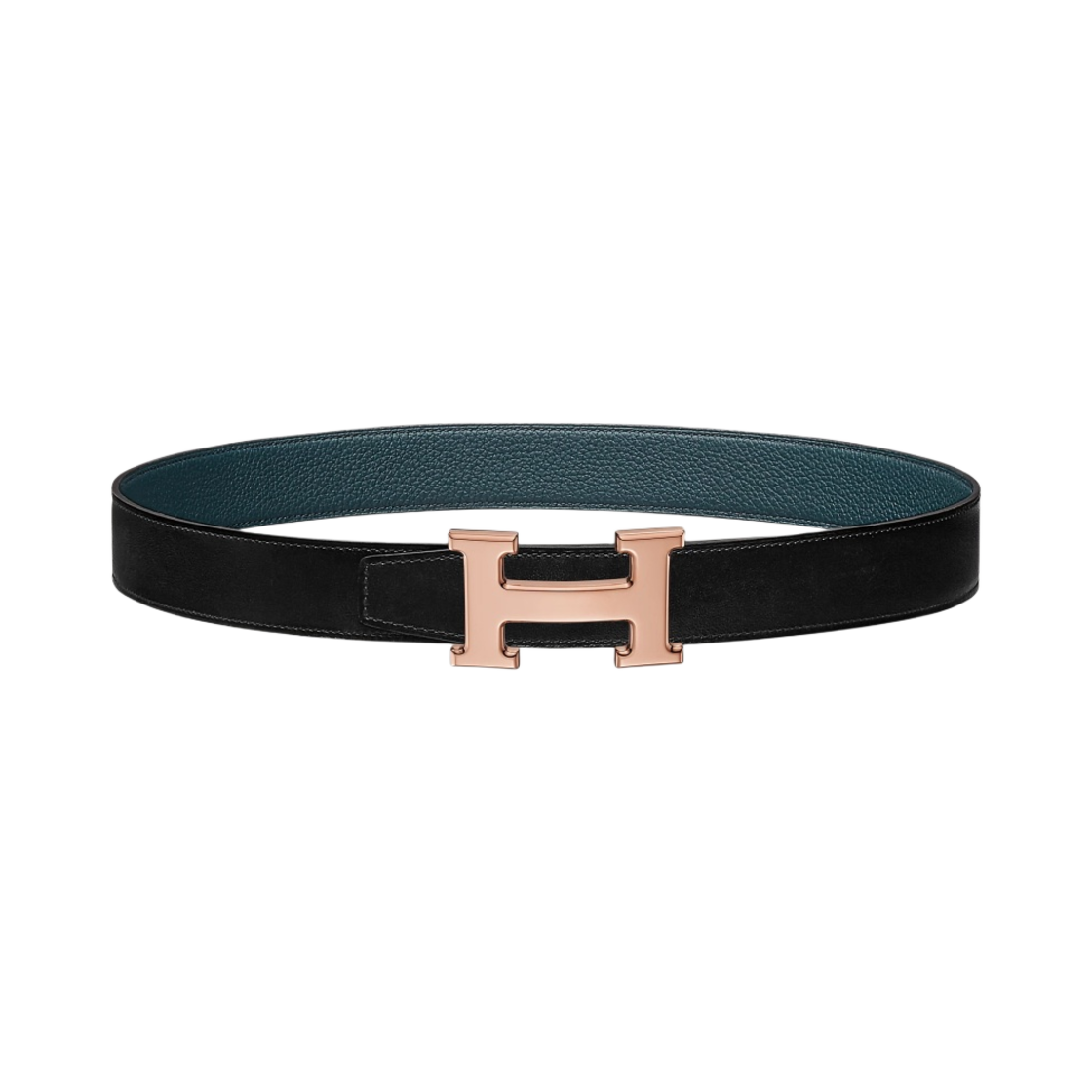 에르메스 H 벨트 버클 & 리버서블 가죽 스트랩 32mm & 핑크 골드 누아 블루 드 프뤼스(Hermes H Belt Buckle & Reversible Leather Strap 32mm & Pink Gold Noir Bleu de Prusse) - 1