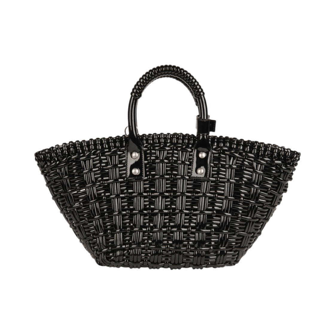 발렌시아가 바니시드 페이크 카프스킨 비스트로 XS 스트랩 베스킷 블랙(Balenciaga Varnished Fake Calfskin Bistro XS Strap Basket Black) - 3
